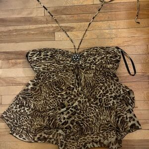 Leopard Print Strapless Top